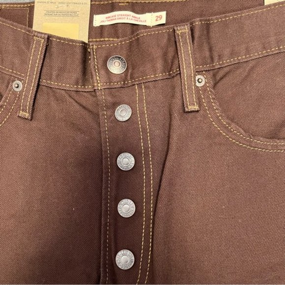 NWT Levi's Brown Ribcage Straight Ankle Denim Jeans Size 29X27 High-Rise - Picture 4 of 7